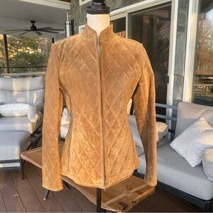 Ann Taylor Camel Quilted Suede  Jacket..